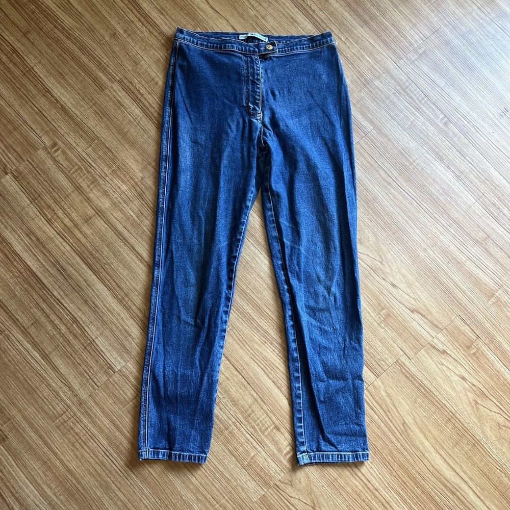 Vintage Tommy Hilfiger Jeans Womens 10 Blue Denim High Rise Tapered Back Zip Y2K